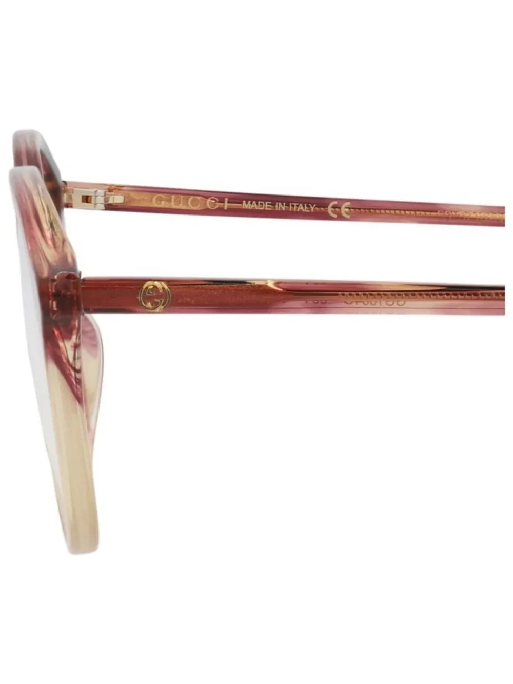 New Gucci Women's Eyeglasses Round Oval Acetate Frame Red Red Transparent